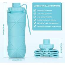 Silicone Collapsible Bottles,Lightweight Reusable Leakproof Traveling Camping Hiking Cycling Sports Outdoor,Foldable Portable Travel Bottle 600ML Dark And Purple 2Pack. - Dark Blue - View 8