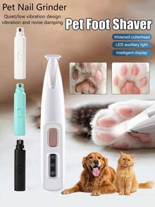 新款宠物美容套装：电动狗/猫指甲磨床，适用于小型宠物，包含带 LED 灯的指甲钳和爪子修剪器，USB 充电，由 2 节 AAA 电池供电（不包括） - 彩色 - 查看 2