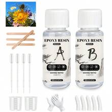20ml/50ml/100ml/250ml/500ml/1000ml Resina epoxi transparente AB, apta para manualidades DIY, joyería, sellado, vaciado de barras, arte, joyería, relación 1:1, curado rápido sin burbujas, alta dureza, curado de 12-24 horas, incluye guantes y herramientas, excelente para regalos de graduación