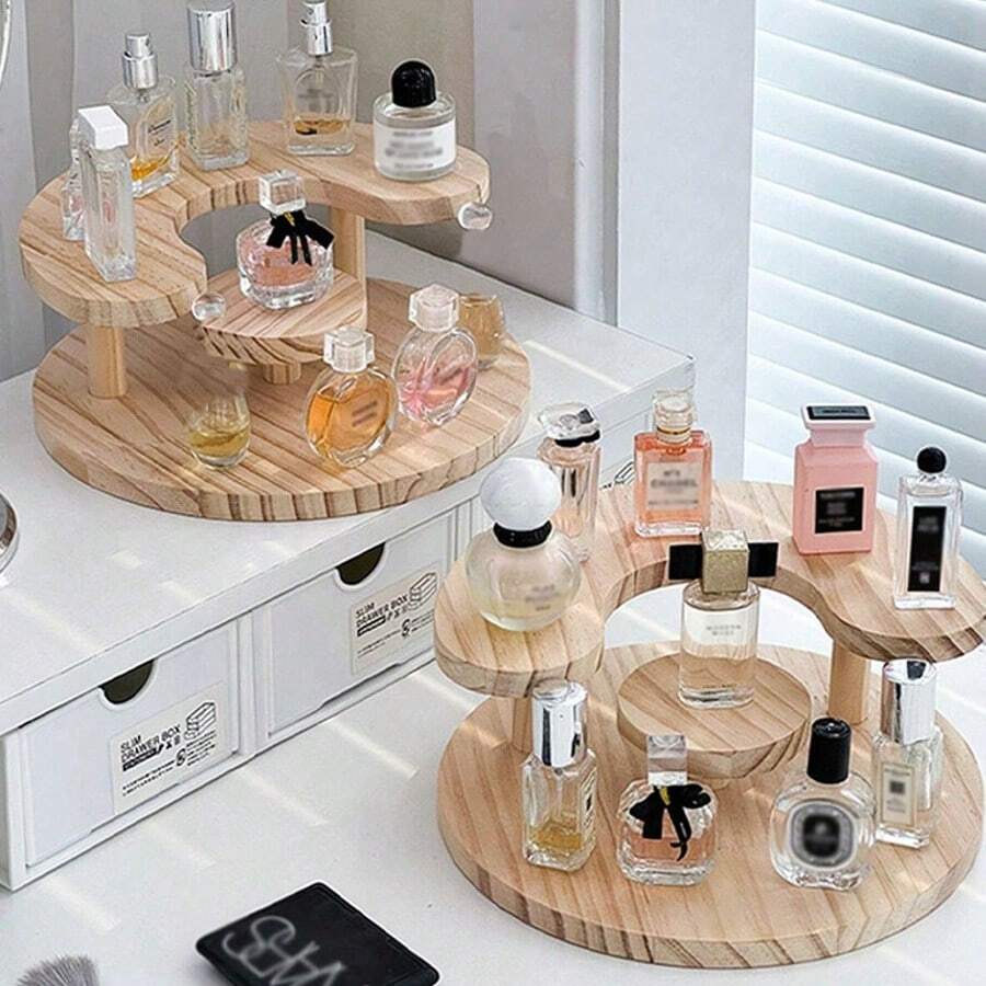 1pc Wooden Vertical Storage Rack, Multi-Tier Display Stand For Cakes, Snacks, Figurines, Perfumes, Home Use