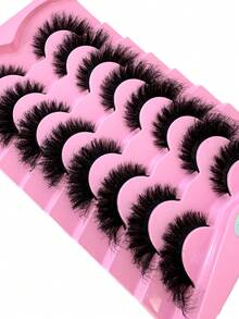 HBZGTLAD 8 perechi de gene false dramatice DD Curl, groase și pufoase, gene subțiri tip ochi de pisică, gene negre încrucișate, arată ca genele extinse tip ochi de pisică, cu ondulație D, aspect natural, gene rusești 3D pufoase, reutilizabile pentru purtare zilnică, exerciții de exersare a genelor