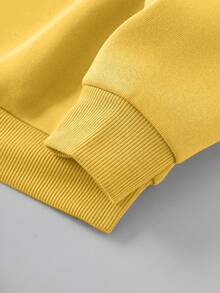 Tween Girls Leopard Heart & Letter Print Comfy Loose Sweatshirt And Leopard Print Soft Pants Set - Yellow - View 3