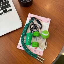 Breloc brățară țesută cu gantere pentru tenis, lucrat manual, accesoriu cu pandantiv pentru cheie de mașină, folosit pentru cadouri de Halloween și accesorii de agățat rucsac, decorațiuni de sărbători, cadouri de petrecere, brelocuri unice, bijuterii creative, țesut durabil, brățări lucrate manual, breloc pentru tenis, obiecte decorative mici, potrivit pentru pasionații de Halloween și colecționarii de accesorii.