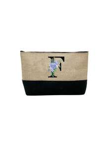 2pcs/Set Women's Beach Tote Bag With Shoulder Strap, Beach Hat And Cosmetic Bag, Personalized Letter A-Z Beach Accessory Bag With Side Pocket, Ideal Gift For Women, Mothers, Teachers, Friends, Bridesmaids, Students, Suitable For Beach Vacation, Outdoor Wedding, Birthday, Holiday, Large Capacity For Weekend Getaway - Multicolor - View 15