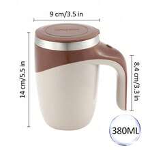 USB Rechargeable Self-Stirring Coffee Mug - Coffe Cup,High-Speed Magnetic Stainless Steel Travel Mug, Keeps Drinks Hot Or Cold, Perfect For Office, Cooking, And Outdoor Use, Ideal For Holidays And Everyday Convenience, Office Drinkware | Ergonomic Handle | Stainless Steel Mug, Best For Christmas, Perfect For Thanks Giving,Back To School - Coffee Brown - View 9