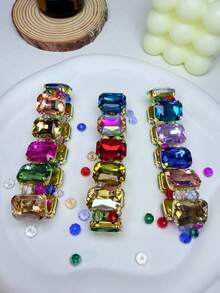1 件混色立方水晶手链，富有弹性，欧美嘻哈风格，朋克时尚手镯 - 彩色 - 查看 5