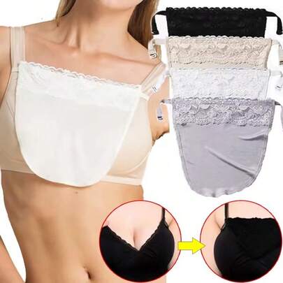 3pcs Women's Invisible Bra Inserts - Lace Seamless Reusable Bra Cups, Suitable For Daily Bras, Strapless Tops, Dance Costumes, Party Dresses, Wedding Attire, Low-Cut Evening Gowns And Holiday Outfits - Lightweight & Comfortable Breast Shaping Pads With Floral Decor, Available In Nude, White And Black, Ideal For Travel And Everyday Use.