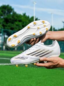New Recommended Soccer Shoes For Men, Women, And Teenagers, Featuring Long Studs, Non-Slip, Low-Top, Durable Design For All-Season Wear, Suitable For Daily Grass Soccer Training And Matches - White - View 7