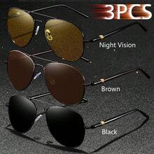 3 sztuki klasycznych okularów pilotów z metalową oprawką, vintage, okrągłe, męskie, damskie, luksusowe, markowe, designerskie, modne, tropikalne, plażowe, wakacyjne, letnie, pastelowe, błyszczące, materiałowe, eleganckie, estetyczne, wakacyjne, okulary, dla mężczyzn, do jazdy samochodem, wędkowania, podróży, zakupów, turystyki, gogle, retro, podróżne, okulary dla kierowców, męskie i damskie (uwaga: etui na okulary widoczne na zdjęciu nie jest dołączone)