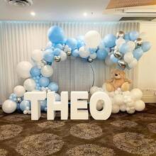 Juego de Globos para Decoraciones de Fiesta,60 globos rojos, negros y dorados para Propuesta, Boda, Cumpleaños, Aniversario etc., set de globos ideal para decoraciones de navidad y Christmas, fiestas de Año Nuevo, eventos románticos, mesas de dulces, fondos para fotos y ambientación elegante del hogar - Azul Claro - 95 piezas - Ver 7