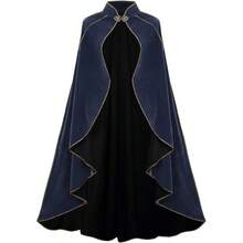 Women's Medieval Cloak Renaissance Velvet Cape With StandUp Collar Queen Princess Costume Halloween Christmasgift - Grey-blue - View 1