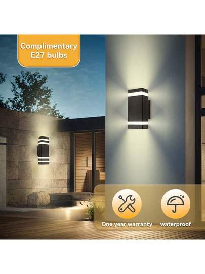 CANMEIJIA 1PC Acrylic Outdoor Waterproof Wand Lamp IP65, Door Lamp, Including E27 Bulb, Bulb Replaceable, Square/Round Lighting, Garden ation, In Gardens/Corridors/Stairs/Streets/Balconies view 3