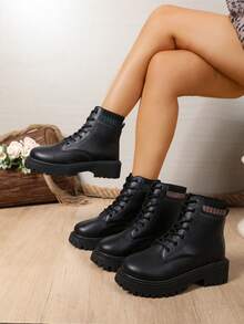 2025 New Thick Sole Retro Versatile British Style Ankle Boots For Women, Suitable For Spring And Autumn - Green - View 8