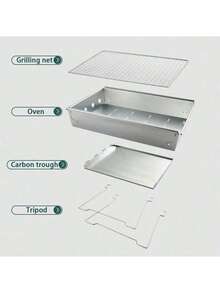 折叠式木炭烧烤炉、便携式露营烧烤炉、紧凑型迷你篝火木炭燃气烧烤炉架不锈钢扩展烧烤炉套装带集成烟熏器、便携式可折叠木炭烧烤炉，适合户外家庭聚会、户外烹饪必需品 | 现代烧烤设计 | 耐用结构、烧烤炉配件