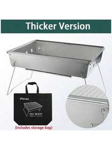 折叠式木炭烧烤炉、便携式露营烧烤炉、紧凑型迷你篝火木炭燃气烧烤炉架不锈钢扩展烧烤炉套装带集成烟熏器、便携式可折叠木炭烧烤炉，适合户外家庭聚会、户外烹饪必需品 | 现代烧烤设计 | 耐用结构、烧烤炉配件