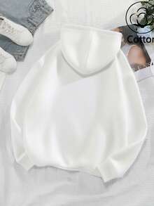 SpongeBob SquarePants White Crewneck Hoodie for Women - Spring/Fall Oversized Relaxed Fit Cartoon Print Top  and Patrick surround “THE SECRET BOX,” as if hiding little secrets. Fleece-lined and skin-friendly, perfect for friday out out. - 白色 - 查看 2