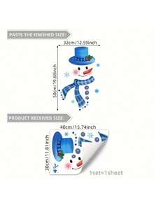 1pc Toilet Sticker Christmas Snowman Decorative Sticker PVC Sticker Removable Self-Adhesive Easy-To-Tear Sticker Home Decoration Make Your Life A New Look Holiday Decoration Sticker Birthday Graduation Gift - Multicolor - View 2