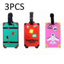 4pcs/3pcs/1pc New Cartoon Airplane Letter Luggage Tag Set, Handbag & Travel Bag Tag, Suitable For Portable Flight & Back To School Christmas Gifts Card Holder Pendant For Travel Holiday Vacation With Name ID Cards - Multicolor - View 12