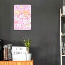 1pc Kawaii Japanese Anime Sweet Pastel Pink Cute Bunny & Strawberry Metal Tin Sign Wall Decor - 20.32x30.48 Cm Chibi Girl Art For Room, Birthday Party, Kawaii Lovers Gift, 2D Flat, Perfect For Room Decor - 20.32X30.48厘米 - 查看 6