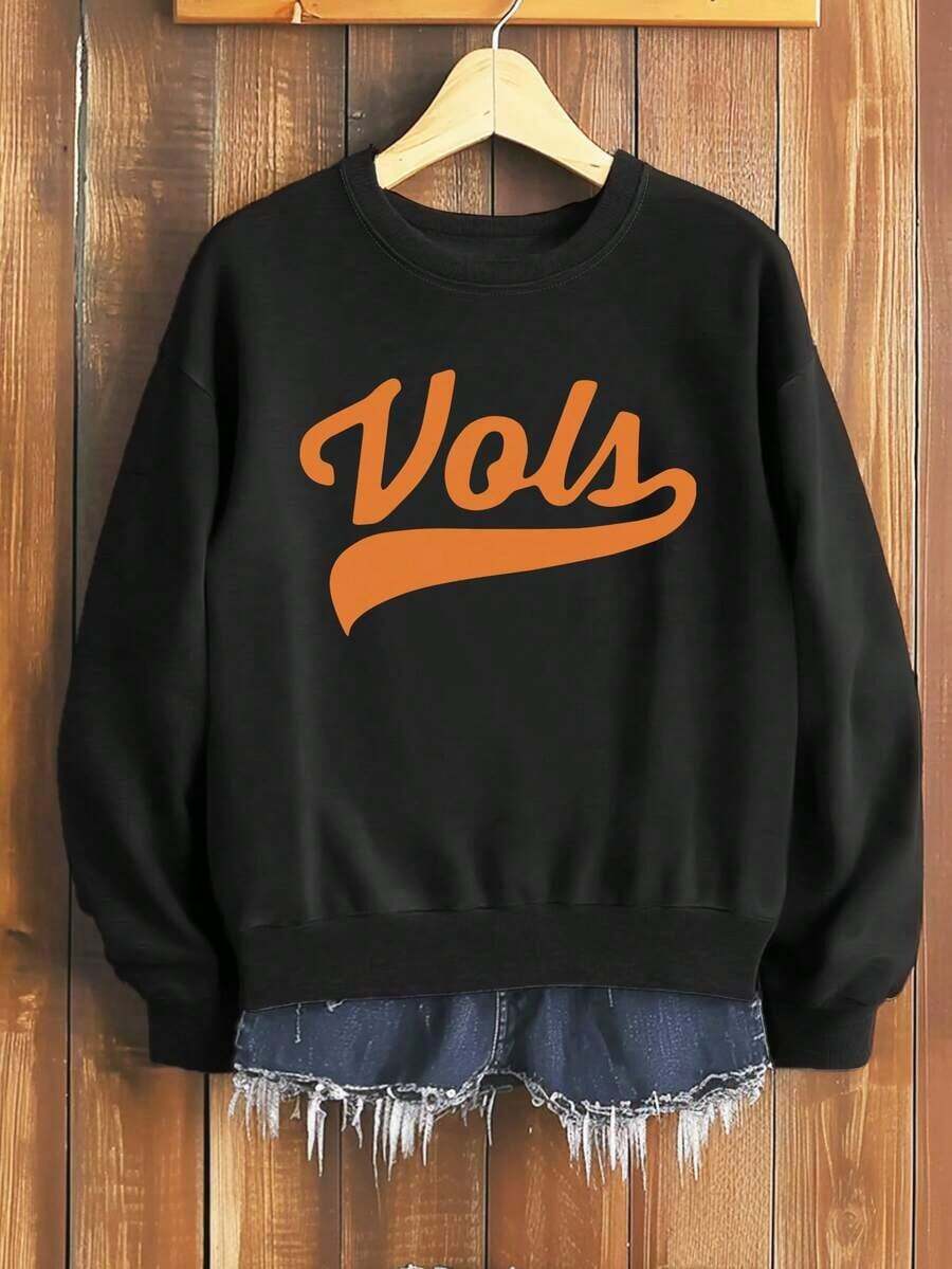 Hot SellerLadies' New Autumn And Winter CollectionTennessee Game Day  Graphic Print Women's Sweatshirt, Round Neck Casual Sweatshirt, Winter And Autumn, Women's ClothingKeep Warm - Black - View 1