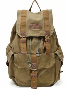 Gootium Canvas Backpack - Vintage Outdoor Backpack Travel Daypack - Small Khaki - View 5