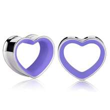 2pcs Stainless Steel Dual-Tone Heart Shaped Ear Gauges, Suitable For Various Ear Types, Ear Piercing Jewelry, Earrings, New Low Allergy Accessories, Gift For Women - Heart - View 49