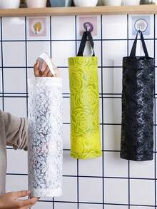3pcs Kitchen Wall Mounted Storage Bag, Grocery Bag Holder, Mesh Hanging Storage Bag Dispenser, Foldable Garbage Bag Organizer, High-Capacity Shopping Bag Sorting Hanging Bag