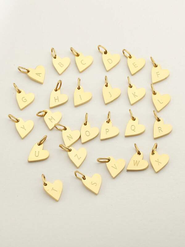 1 pezzo Ciondolo minimalista in acciaio inossidabile a forma di cuore con lettere da A a Z, accessori fai-da-te per collana, bracciale e orecchini, adatto per uso quotidiano delle donne, regalo per compleanni o rientro a scuola