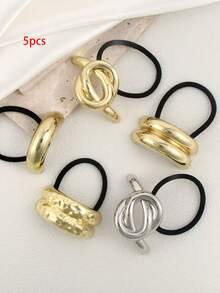 5 eleganckich metalowych gumek do włosów w geometryczne wzory, gumki do włosów, modne akcesoria do włosów, uniwersalne, odpowiednie na Dzień Matki, powrót do szkoły, Święto Dziękczynienia, Boże Narodzenie, Nowy Rok, Walentynki, święta karnawałowe, gumki do włosów, gumki do włosów, gumki do włosów, gumki do włosów, gumki do włosów, gumka do włosów