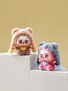 New Fashion DIY Flocked Bear Hat, Cute Pom Pom Flocked Doll Creative Small Gift, Desktop Decor, Christmas Party Favor - Multicolor - View 3