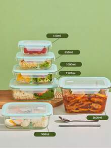 Recipiente de almacenamiento de alimentos de vidrio con tapa | a prueba de fugas, apto para microondas, congelador, apilable, adecuado para cocina, almuerzo, preparación de comidas sobrantes (verde) Caja de almuerzo portátil de gran capacidad adecuada para ensalada de verduras, camping, picnic, desayuno y recipiente de alimentos adecuado para cocina, exterior, hogar y trabajo - Verde - View 2