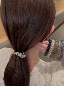 Fashionable New Jelly Color Cute Spiral Hair Ties, Popular Women Ponytail Elastic Hair Accessories ,Ponytail Holders ,Hair Elastics ,Hair Rubber Bands ,Scrunchies ,Hair Rope