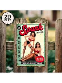 1pcs 2D Flat Vintage Tin Sign Vintage Style Green Spank Magazine Pin-Up Girls Poster For Home Decor 8X12 Inch Metal Sign 2D Flat Suitable For Home Garden  Decorative Sign  Perfect Sign Gift - Nhiều màu - Xem 3