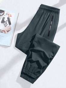 1pc Tween Boys Outdoor Casual Sports Loose Drawstring Pants - Grey - View 2
