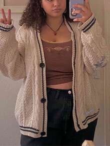 Women's Autumn Winter Knit Cardigan Long Sleeve V Neck Star Print Button Down Knitwear Fall Outerwears Streetwear