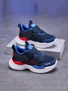 Boys' Simple Casual Style All-Season Non-Slip Wear-Resistant Lightweight Breathable Versatile Low-Top Children's Shoes Flat Shoes Running Sneakers - Màu xanh hải quân - Xem 4