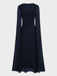 Đầm ôm sát kiểu cung đình tay áo choàng thanh lịch, thích hợp cho lễ tốt nghiệp, đám cưới, áo choàng dài tay cao cấp, gợi cảm, ôm sát, đầm dài tay sang trọng mùa xuân - Màu xanh hải quân - Xem 8