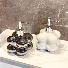 Wysokiej jakości, posrebrzana, matowa, ceramiczna butelka z dozownikiem, nowoczesna butelka do wystroju łazienki, dozownik do mydła w płynie do zlewu domowego, butelka wielokrotnego napełniania kosmetyków do toalet publicznych, hotele