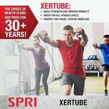 Xertube - Bandas de resistencia con asas, todos los cables de ejercicio se venden por separado con opcin de anclaje de puerta en casa, gimnasio, entrenamiento, fitness, - M + Rojo (mediano( - Ver 2