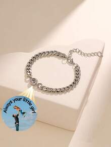 Customized Couple Projection Bracelet, Stainless Steel Cuban Link Projection Photo Bracelet, Personalized Colorful Photo Projection Jewelry, Memorial Photo Bracelet, Gift For Boyfriend, Father's Day Customized Gift - Round Cuban Chain 18+5cm - View 10