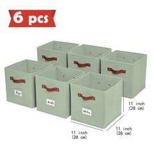 3/4/6pcs Foldable Cube Storage Bin, Clothes Orgainzer,Labeled Storage Cub,Es Toy Storage Box, Shelves Baskets For Kallax Linen Closet Organizers (Cube Size 10.5x11") - Sage Green - 查看 11