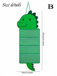 1 pièce Sac de rangement suspendu à 4 couches en forme de dinosaure vert, organisateur suspendu sur porte en forme de dinosaure de dessin animé, organisateur de rangement mural suspendu pour petites voitures, sac de rangement suspendu pliable, pour cuisine, chambre d'enfant, salle de bain, placard, chambre, dortoir, couches pour bébé.