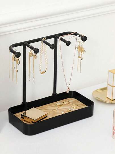1 件优雅珠宝收纳架，可轻松悬挂耳环和戒指，时尚地展示您最喜爱的配饰，非常适合整理您的桌面并增强您的家居装饰，非常适合在生日和节日等特殊场合赠送礼物，是时尚爱好者和珠宝爱好者的必备品