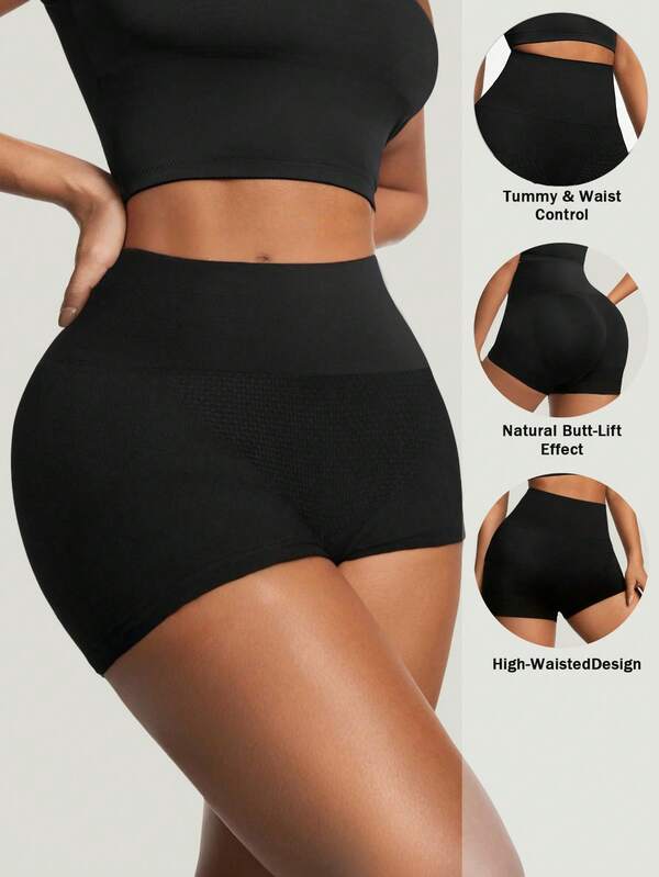 Women's Seamless Hip-Enhancing Tummy-Control Shorts Mid-Waist Boxer Elastic Panties With Anti-Light And Non-Rolling Edge Design Gym Pants For Woman Body Shaper Underwear