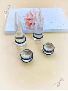 最新夸张个性大尺寸高透高亮树脂圆锥形圆柱形耳塞，10mm-20mm亚克力男女通用耳塞，欧美流行，派对，嘻哈，哥特，礼物 - 耳廓 - 查看 5