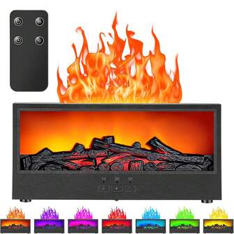 SULVGO Difusor de aceites esenciales con llama de chimenea, Difusor de llama de chimenea de 150ml, Humidificador con modo de niebla colorida, 3 temporizadores, control remoto, apagado automático sin agua, humidificadores para dormitorio, hogar y oficina