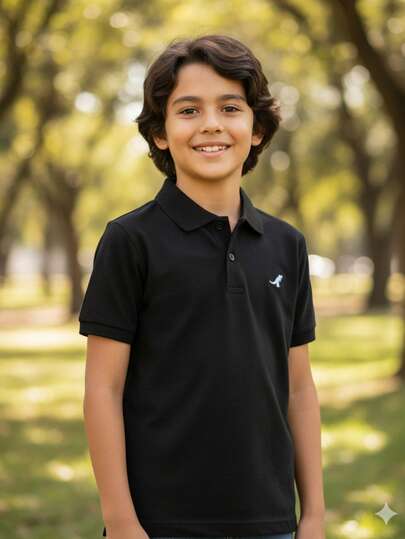 Camiseta Camisa Polo Lisa Algodão Infantil Menino 9 a 12 Anos