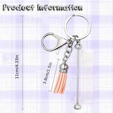 10/20/40 Stücke Perlenförmige Schlüsselanhänger Stangen im Großeinkauf, inklusive Schlüsselanhänger mit Silberperlen und bunten Lederquasten für Schmuckherstellung, Armband DIY, Schmuckanhänger Zubehör