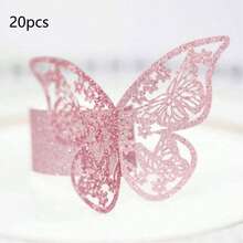20 chiếc vòng giữ khăn ăn hình bướm 3D, chất liệu giấy mờ rỗng, bóng, thích hợp cho đám cưới, tiệc tùng, kỷ niệm, sinh nhật, bữa tối lãng mạn dưới ánh nến, trang trí bàn ăn, Giáng sinh, Lễ Tạ ơn, phong cách nhà nông thôn. - Nhiều màu - Xem 12