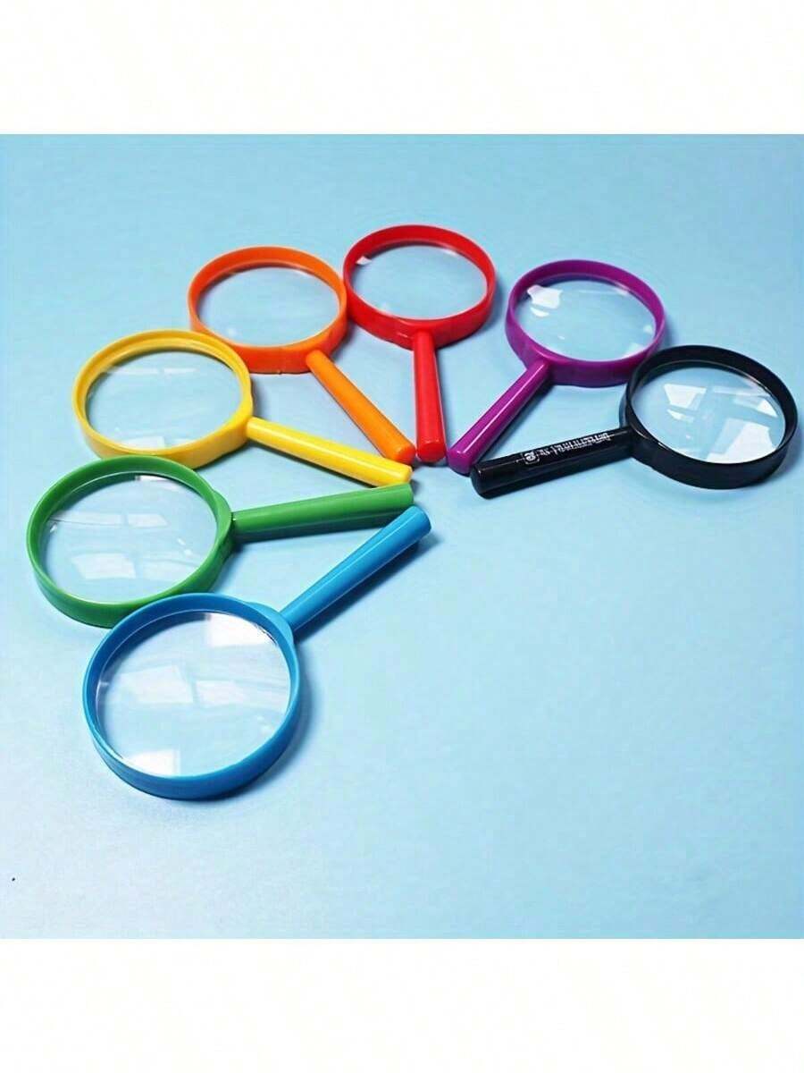6pcs Color Plastic Magnifier - Handheld, Mini Lens For Science Lesson And Outdoor Observation - Fun Party Tool, No Charging Required, Multiple Colors Random, Magnifying Glass - A - View 1